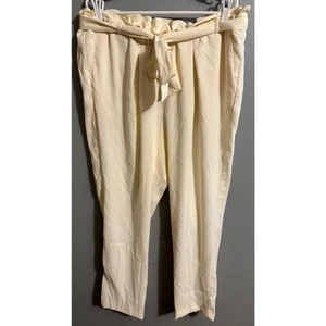 Lane Bryant Womens Pants Size 18 Cream Colored Wide Leg Ankle Pant Tie Waist NWT - Picture 1 of 8