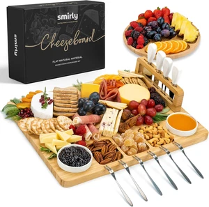 Charcuterie Boards Set, Large Bamboo Cheese Platter with Accessories, Gift Set - Picture 1 of 11