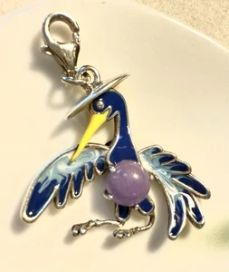 Sterling Silver Enamel Bird Charm with Purple Stone. Marked "diamond" 925 China - Picture 1 of 11
