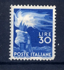 ITALIA - 1947 - Democratica - Valori complementari   30 L. - Mano fiaccola MNH** - Picture 1 of 2
