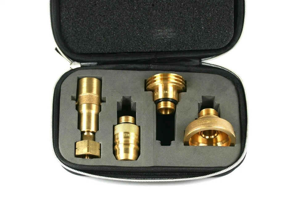 ROTARY MASTER CASE Set 4x Adapters ACME DISH EURONOZZLE BAYONET Gas Bottle W21.8L  - Image 1 of 4