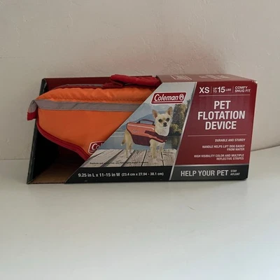 Coleman Pet Dispositivo Flotante Chaleco Chaqueta XS Hasta 15 Lbs Cómodo Cómodo Cómodo Cómodo Naranja NUEVO Foto 1 de 4