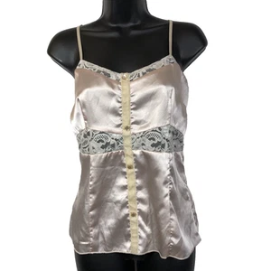 Vintage Young Essence Camisole Top Y2k 90s Medium Satin Lace Indie Boho Empire - Picture 1 of 10