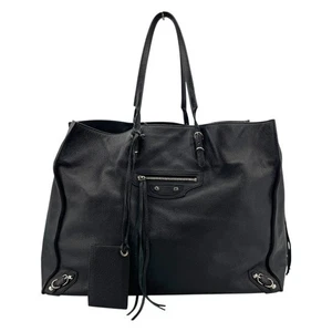 BALENCIAGA The Paper A4 Zip Around 357331 Black Leather Unisex Tote Bag #Ok2743 - Picture 1 of 18