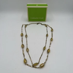 Coldwater Creek Yellow Acrylic Beaded Long Double Strand Goldtone Necklace 26" - Picture 1 of 3