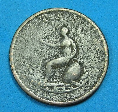 Great Britain 1/2 Penny 1799 George III, Free Shipping for Additional Purchases - Image 1 of 2