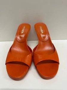 PRADA women leather slide heel shoes size 8 - 38 - Picture 1 of 10
