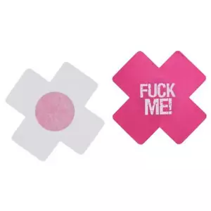 Pair Of F*#K Me Nipple Pasties Pink White Raunchy Sexy Cover Breast (2 Count) - Picture 1 of 1