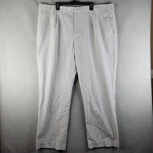 Linea Uomo Seersucker Hose Herren 46x32 grau weiß gestreift Preppy Sommer Chino - Bild 1 von 8