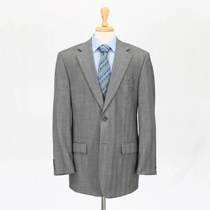 Paul Fredrick 42L Gray Sport Coat Blazer Jacket Check 2B Wool - Picture 1 of 11