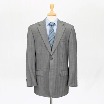 Paul Fredrick 42L Gray Sport Coat Blazer Jacket Check 2B Wool - Image 1 of 4
