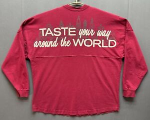 Disney Parks Shirt Mens Large Red Epcot Food Wine Spirit Jersey 2018 Long Sleeve