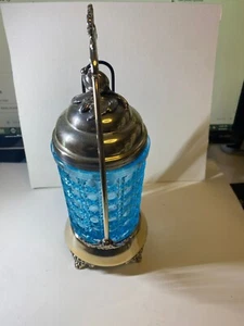RARE HUGE VICTORIAN PICKLE CASTOR, AQUA GLASS INSERT, MERIDEN SILVER PLATE STAND - Picture 1 of 7