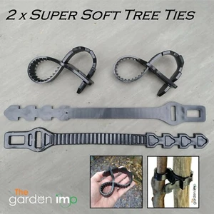 2 x Tree Ties Super Soft Rubber Adjustable Strap Plant Stake Support 15" / 40cm - Picture 1 of 5