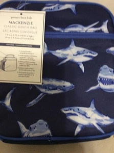 Borsa pranzo classica Pottery Barn Kids Mackenzie squalo blu nuova con etichetta! Pesce di mare marino - Foto 1 di 1