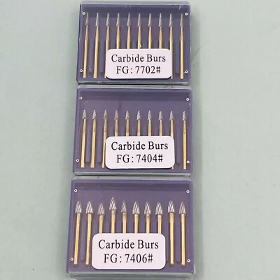 1 caja de fresas de carburo para recorte y acabado de ortodoncia dental FG7702 / 7404/7406 Foto 1 de 4
