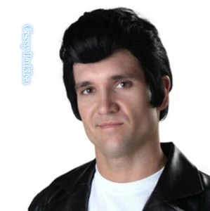 SN-F4-2 1950's Rockstar Elvis Rock n Roll Wig Black Adult Men's Costume Wig - Picture 1 of 2