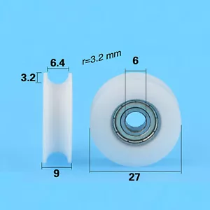 6 Stück 6*27*8mm/ 6*27*9mm U-Rillen-Führungsrolle Versiegelte Schiene Kugellager - Bild 1 von 8