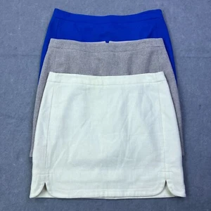 Lot of 3 J Crew Women's Zip Closure Slit Hem Mini Skirt Size 10 Blue/Beige/Ivory - Picture 1 of 18