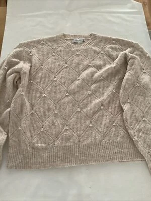 In The Style Pink Recycled Diamond Stitch Pearl Jumper Size 14/16 - Image 1 of 4