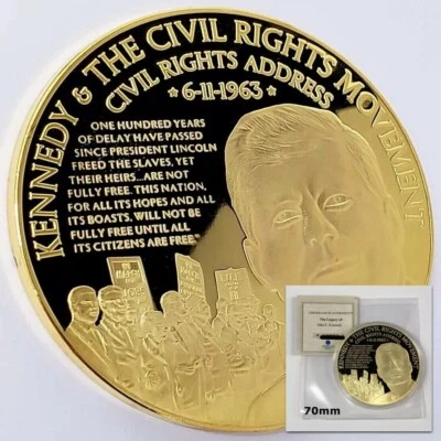 2014 John F Kennedy Civil Rights JFK Commemorative Proof 2-3/4" Coin wCOA BS7014 - Image 1 of 4