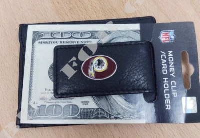 Washington Redskins Black Leather Money Clip Wallet - Magnetic - Mens NFL Wallet - Image 1 of 4
