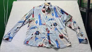 Zeroyaa Hipster Rockabilly Rock Western Punk Abstract Satin Like Shirt 2XL NWT - Picture 1 of 16