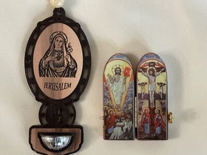 2 RELIGIOUS PIECES  made in Holy Land Bethlehem 1-7.5" 1-3.75" - Picture 1 of 3