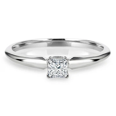 0.21 CT Princess SI1 G Diamond Solitaire Engagement Ring 10K White Gold - Image 1 of 3
