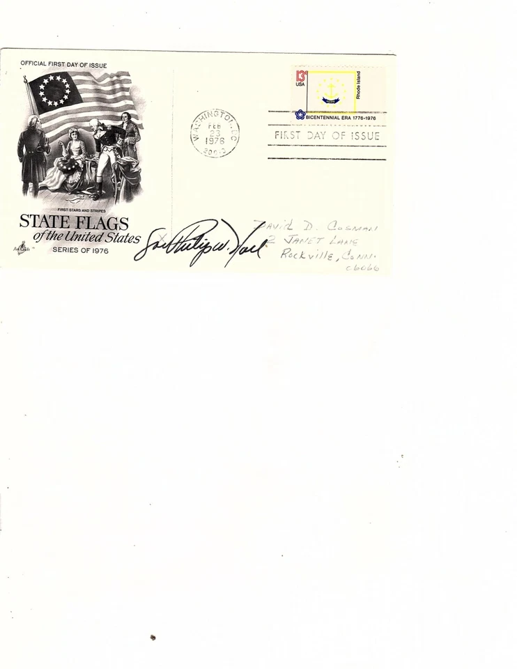 Rhode Island  Govenor signed Scott 1645 - State flag Feb 23, 1976 FDC (mb15 - Image 1 of 1