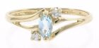 Ladies Genuine Blue Topaz and Diamond Ring in 10 kt Yellow Gold