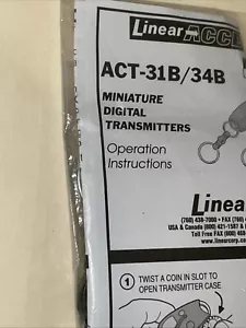 Linear MegaCode Block Coded Key Ring Transmitter, 1-Channel (ACT-31B) - Picture 1 of 8