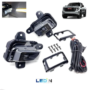 LEDIN LED Fog Light Set For 2022-2025 G M C Sierra 1500 Switch Wire Bezel White - Picture 1 of 17