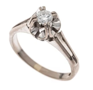 SOLITÄR BRILLANT RING 750 Weißgold 0,24 ct Brillant Gold Damen Diamantring Gr.52 - Bild 1 von 9
