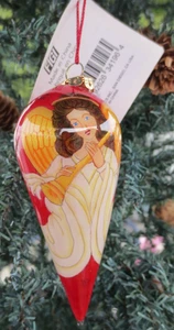 Figi Inside Art Ornament 4" weißer Engel umgekehrte Malerei handbemalt 1999 - Bild 1 von 11