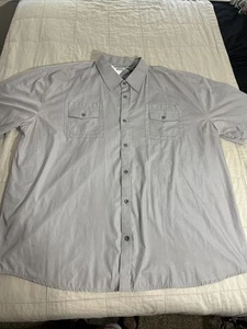 Men's Shirt Ablanche Size 5XL Short Sleeve Button Up Gray & Sharp Silver Buttons - Picture 1 of 9