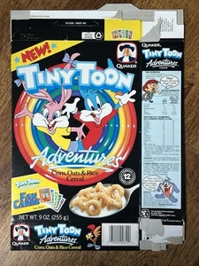 *NUEVO* 1990 Quaker Tiny Toon Adventures caja de cereales - tarjetas de fan - Imagen 1 de 2