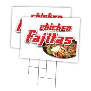 2-pack 12"x16" Chicken Fajitas yard signs with stakes, double-sided, made in USA - Picture 1 of 3