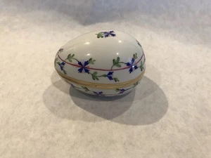 HEREND porcelana Hungría GUIRNALDA AZUL FINA PINTADA A MANO CAJA BARATIJA HUEVO Oblonga - Imagen 1 de 12