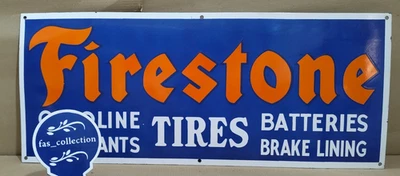 Firestone Tires Porcelain Enamel Sign  36 x 15 Inches 1 Sided - Image 1 of 4