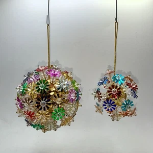 Vintage handgefertigter WEIHNACHTSSCHMUCK Gold mehrfarbig Stecknadel Perlen - Bild 1 von 11