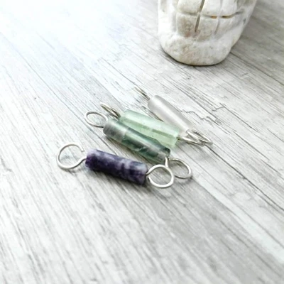 Rainbow Fluorite Gemstone Tube Connectors for Jewelry Making Craft Supplies 4 PC - Image 1 of 3