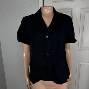 Camisa Top Everlane Para Mujer 8 Manga Corta Lino Botón Informal Carrera R20 - Imagen 1 de 6