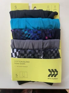 All In Motion Boy’s S Small 6/7 Boxer Briefs 5 Pack Cotton Blend Multicolor New - Picture 1 of 7