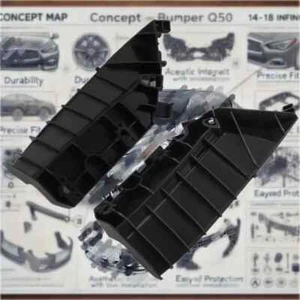 Soporte de refuerzo de parachoques delantero negro izquierdo y derecho para Infiniti Q50 2014-2022 2018 - Imagen 1 de 16