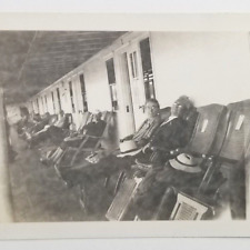 Vintage Photograph People Relaxing On Reclining Chairs Cruise Ship