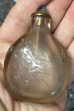 18-19th c Antique Chinese carved low relief agate/quartz snuff bottle