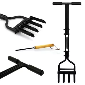 More details for hollow tine 4 spike hand lawn green grass soil aerator handle outdoor garden