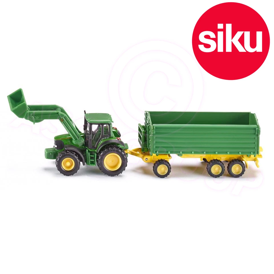 SIKU No 1843 1:87 JOHN DEERE TRACTOR with Front Loader + Krampe Tipper Trailer - Image 1 of 1