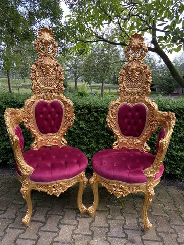 Italian Chairs Fantasy in Gold and Ruby Red Newly Made- a Pair Cover